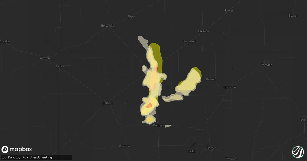 Hail map in Stratford, TX on July 16, 2014