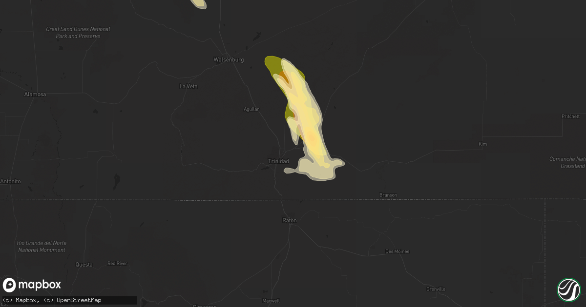 Hail map in Trinidad, CO on July 16, 2014