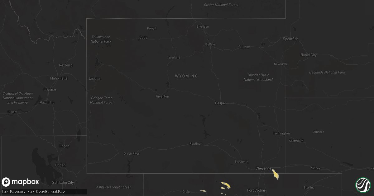 Hail map in Wyoming on July 16, 2014