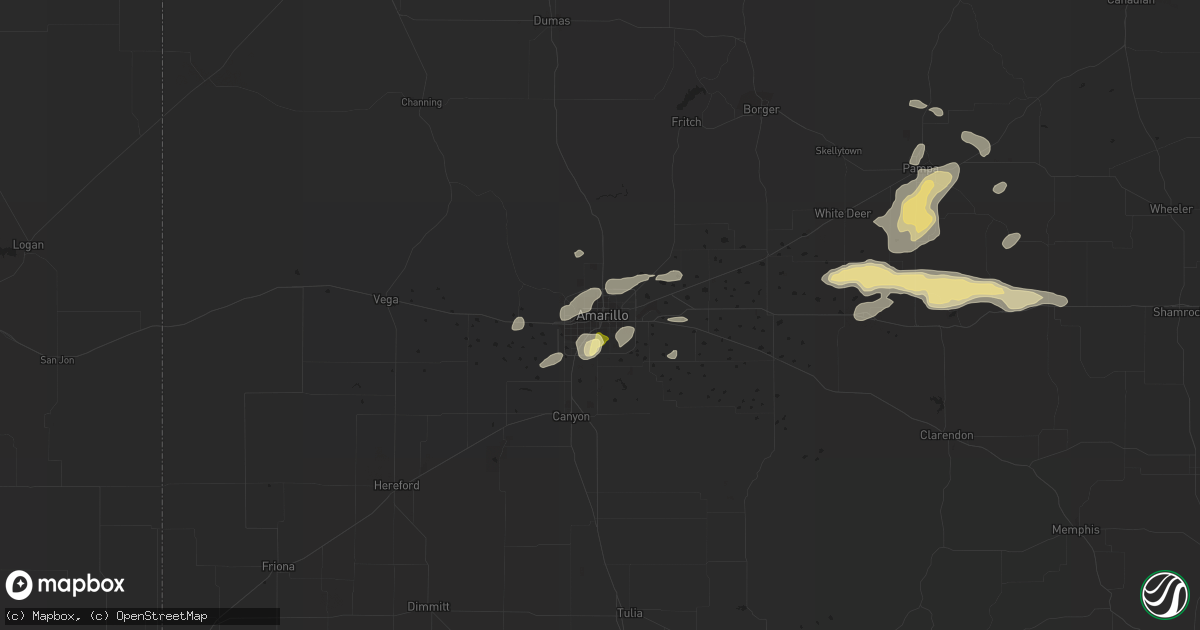 Hail map in Amarillo, TX on July 16, 2015