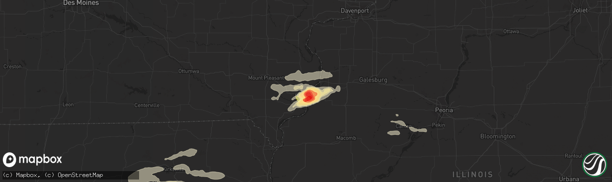 Hail map in Burlington, IA on July 16, 2015