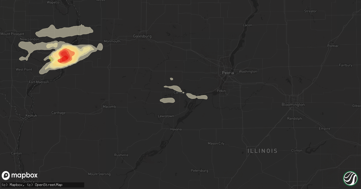 Hail map in Canton, IL on July 16, 2015