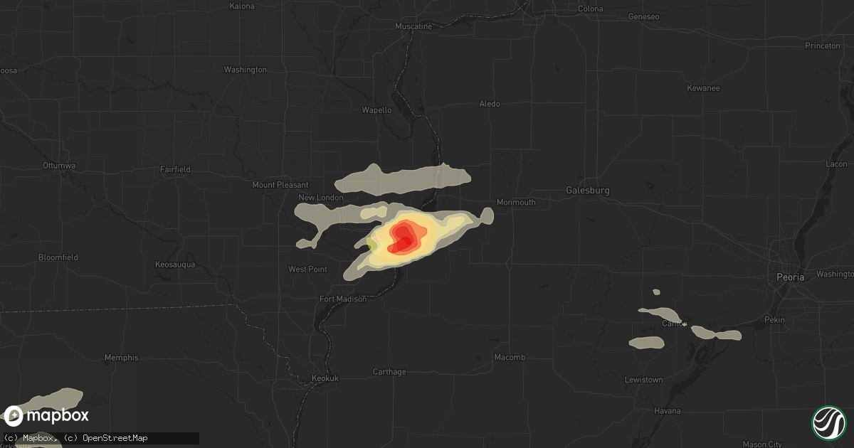 Hail map in Gladstone, IL on July 16, 2015