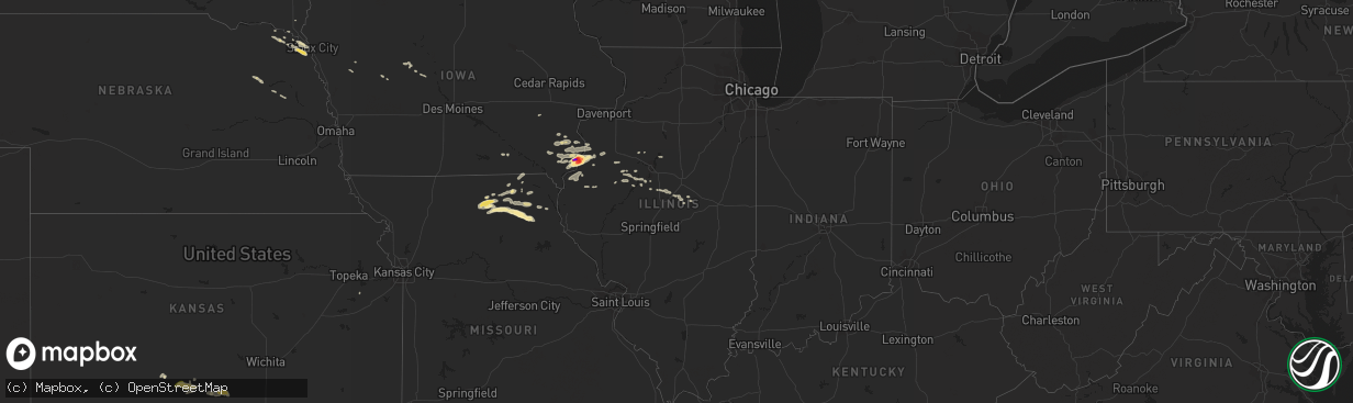 Hail map in Illinois on July 16, 2015