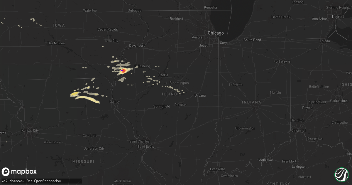 Hail map in Illinois on July 16, 2015