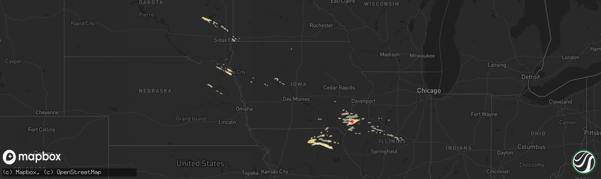 Hail map in Iowa on July 16, 2015