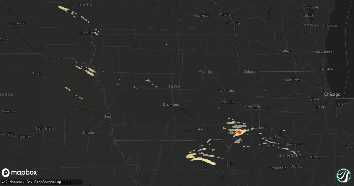 Hail map in Iowa on July 16, 2015