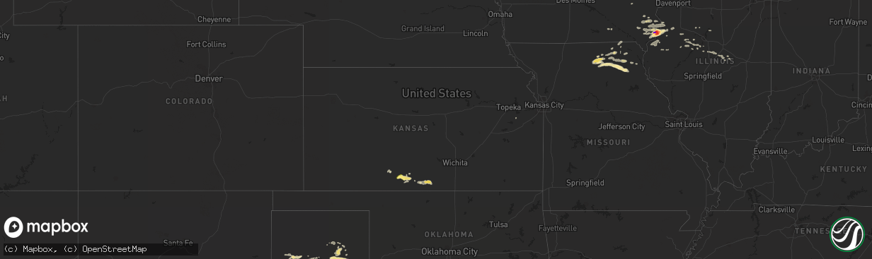 Hail map in Kansas on July 16, 2015