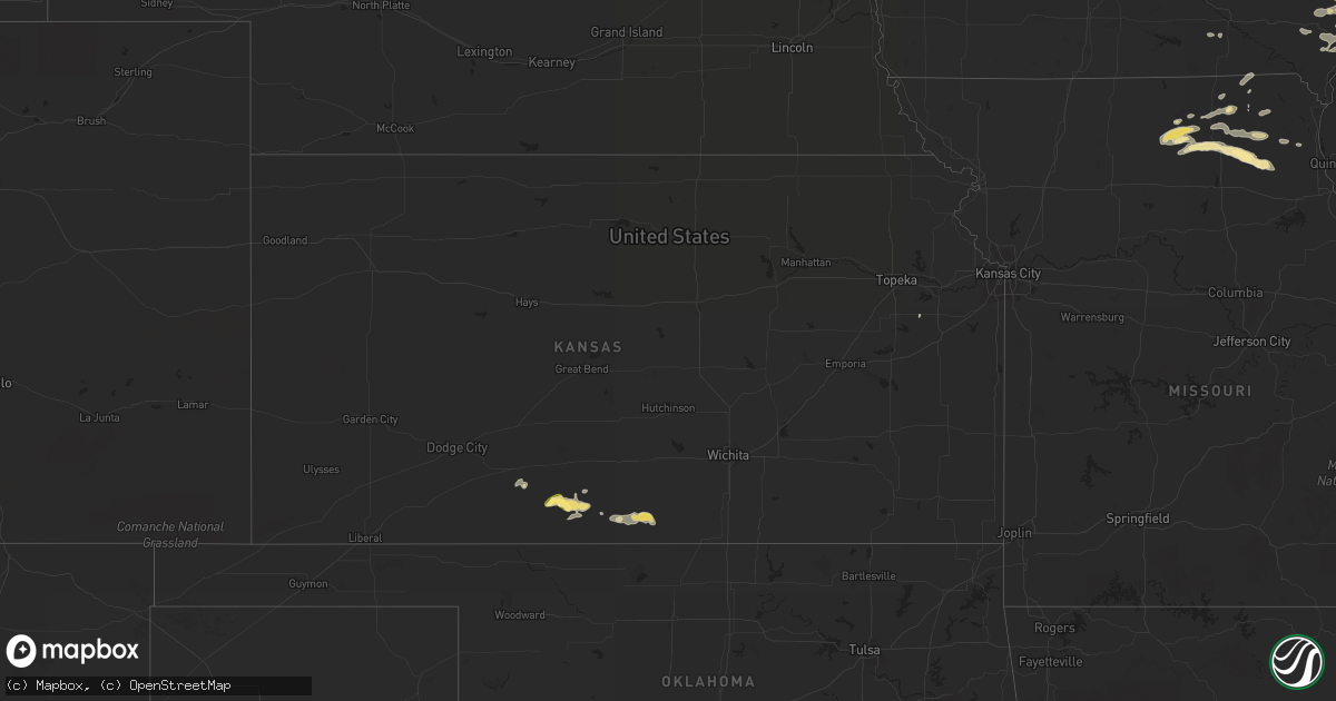 Hail map in Kansas on July 16, 2015