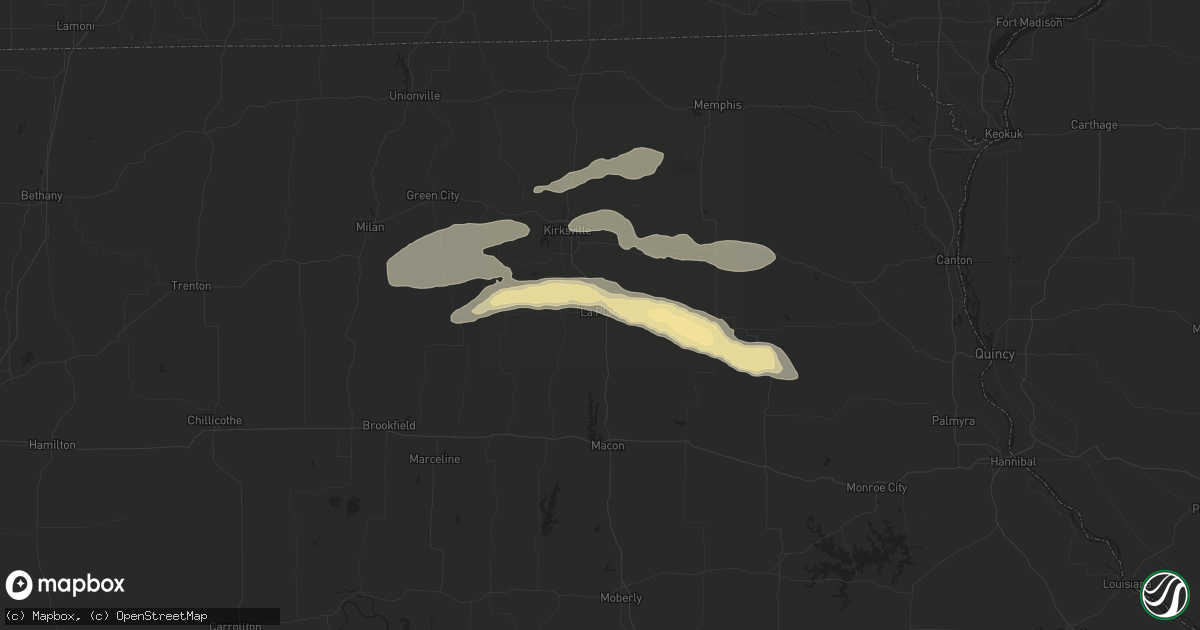 Hail map in La Plata, MO on July 16, 2015