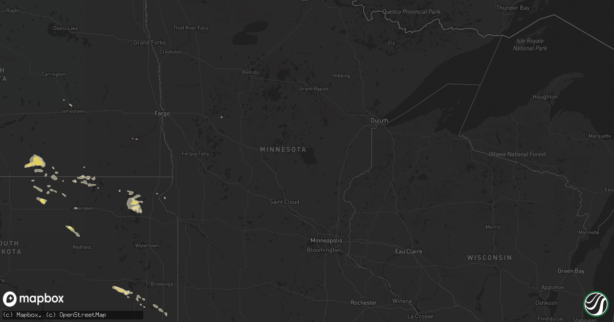 Hail map in Minnesota on July 16, 2015