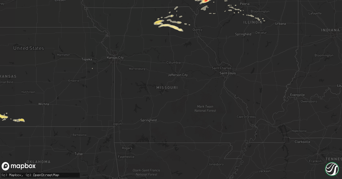 Hail map in Missouri on July 16, 2015