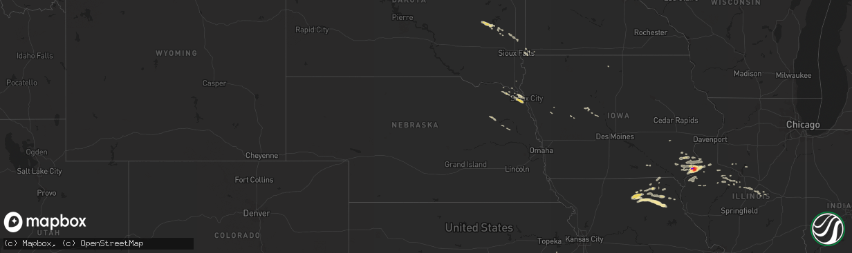 Hail map in Nebraska on July 16, 2015