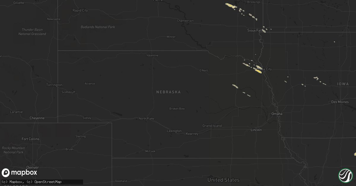 Hail map in Nebraska on July 16, 2015