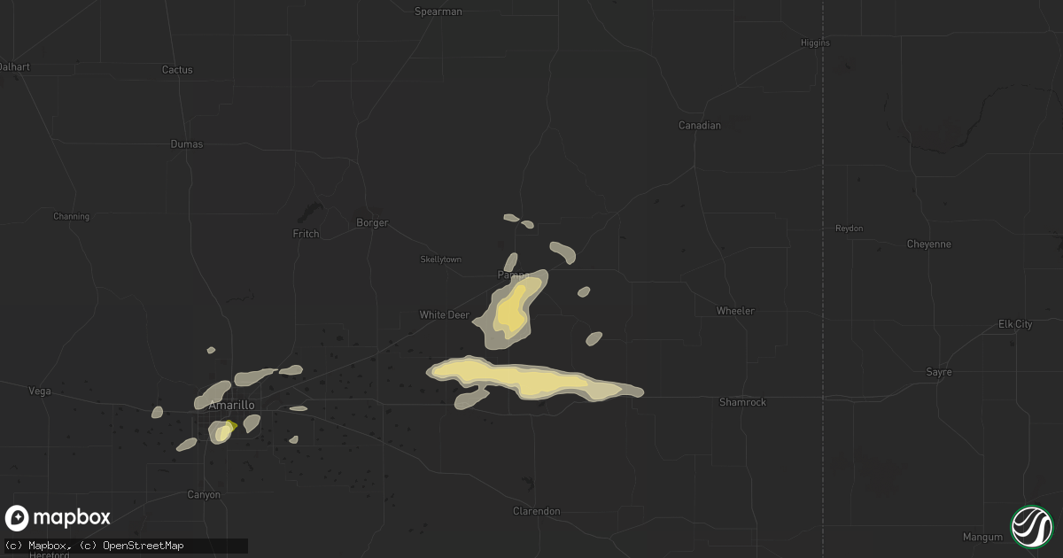 Hail map in Pampa, TX on July 16, 2015