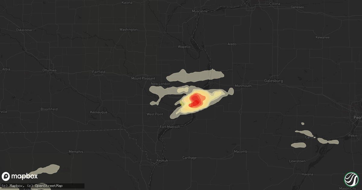 Hail map in West Burlington, IA on July 16, 2015