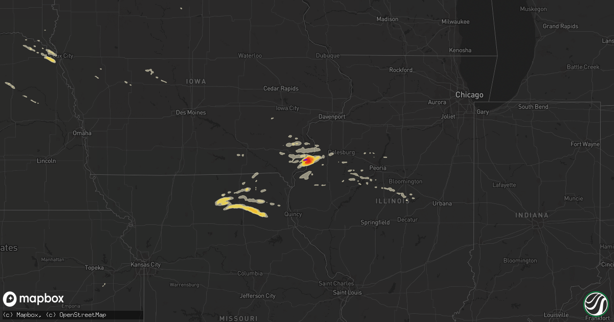 Hail map on July 16, 2015
