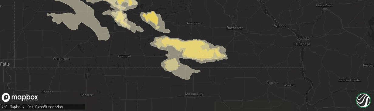 Hail map in Albert Lea, MN on July 16, 2016