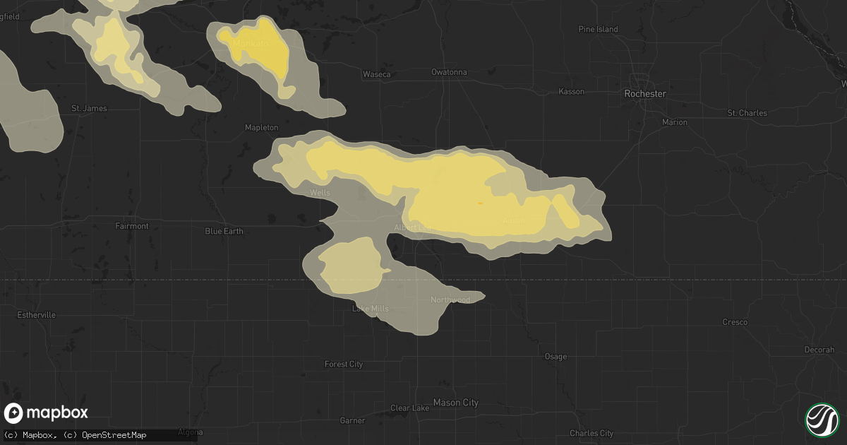 Hail map in Albert Lea, MN on July 16, 2016