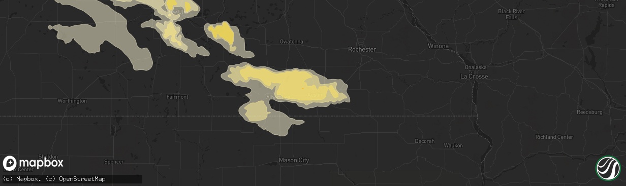Hail map in Austin, MN on July 16, 2016
