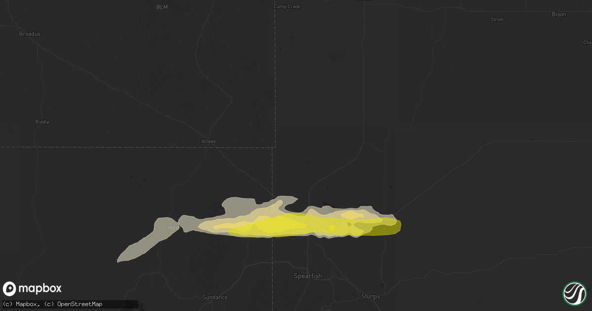 Hail map in Belle Fourche, SD on July 16, 2016