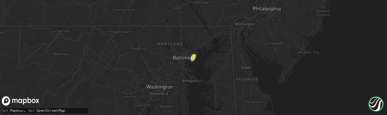 Hail map in Essex, MD on July 16, 2016