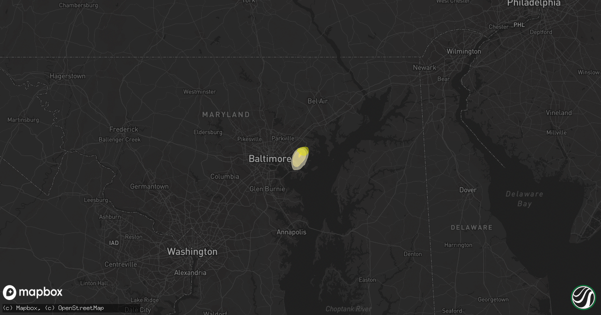 Hail map in Essex, MD on July 16, 2016