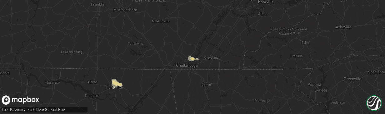 Hail map in Hixson, TN on July 16, 2016