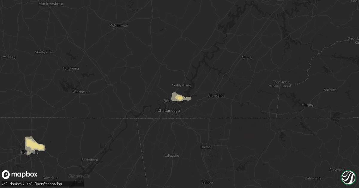 Hail map in Hixson, TN on July 16, 2016