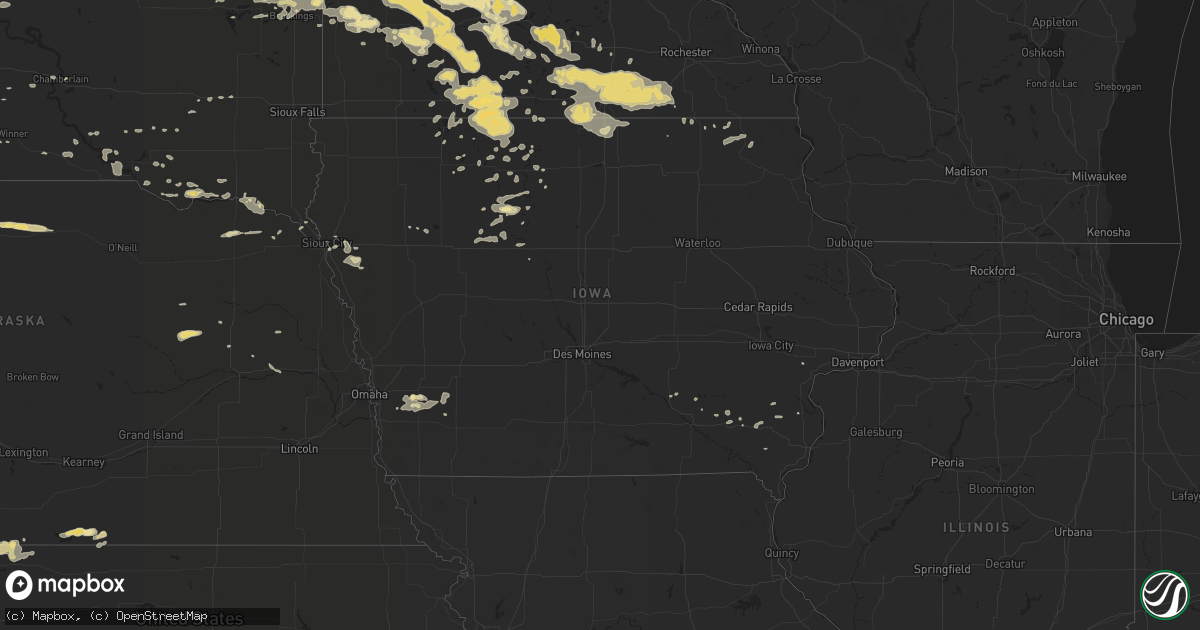Hail map in Iowa on July 16, 2016