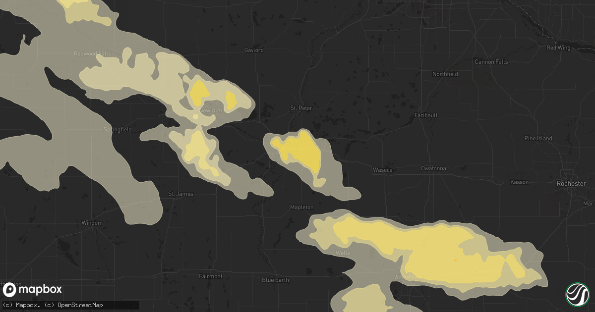 Hail map in Mankato, MN on July 16, 2016