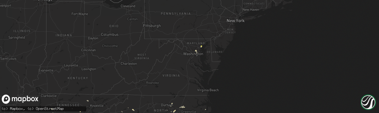 Hail map in Maryland on July 16, 2016
