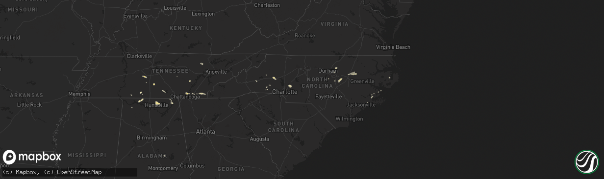 Hail map in North Carolina on July 16, 2016