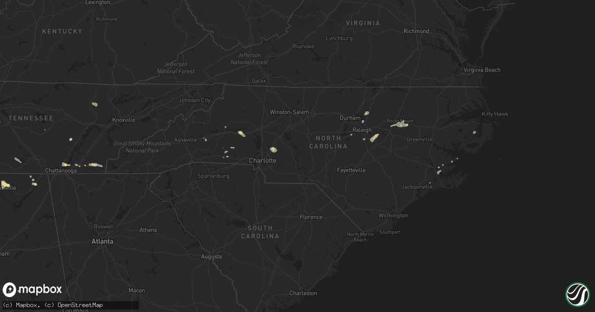 Hail map in North Carolina on July 16, 2016