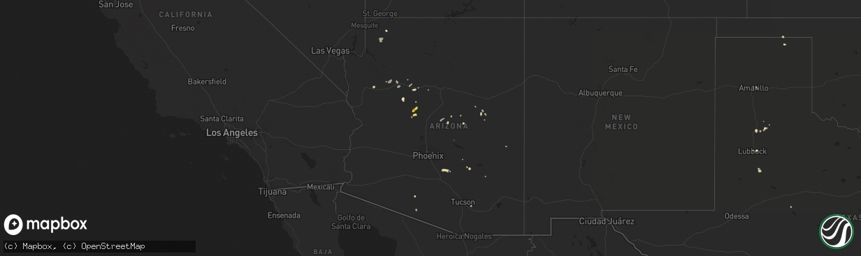 Hail map in Arizona on July 16, 2017