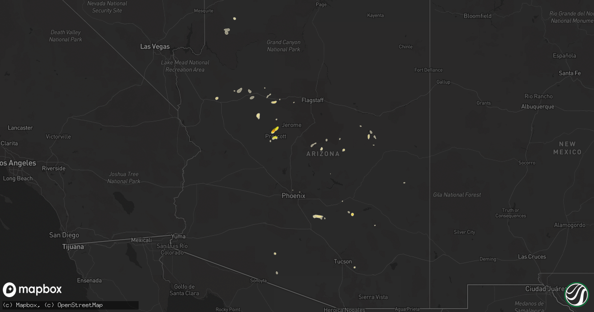 Hail map in Arizona on July 16, 2017