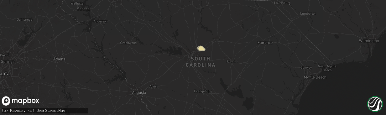 Hail map in Columbia, SC on July 16, 2017