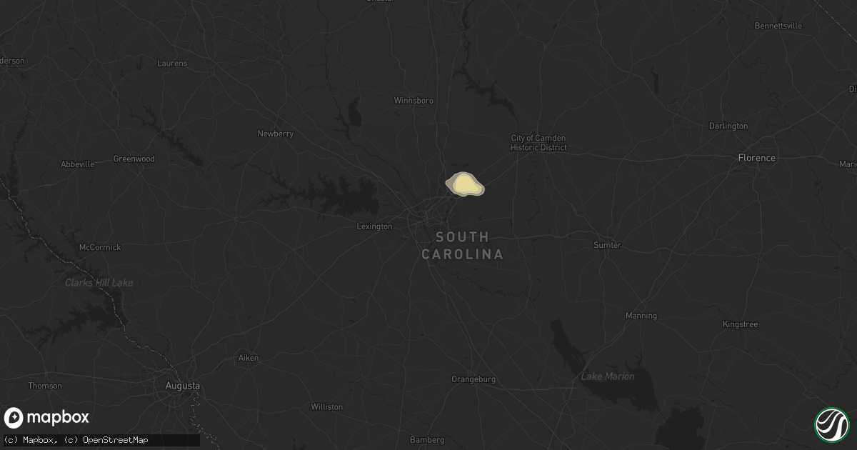 Hail map in Columbia, SC on July 16, 2017
