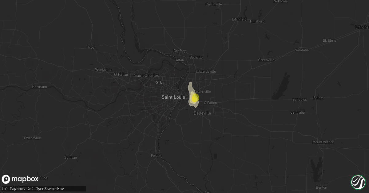 Hail map in East Saint Louis, IL on July 16, 2017