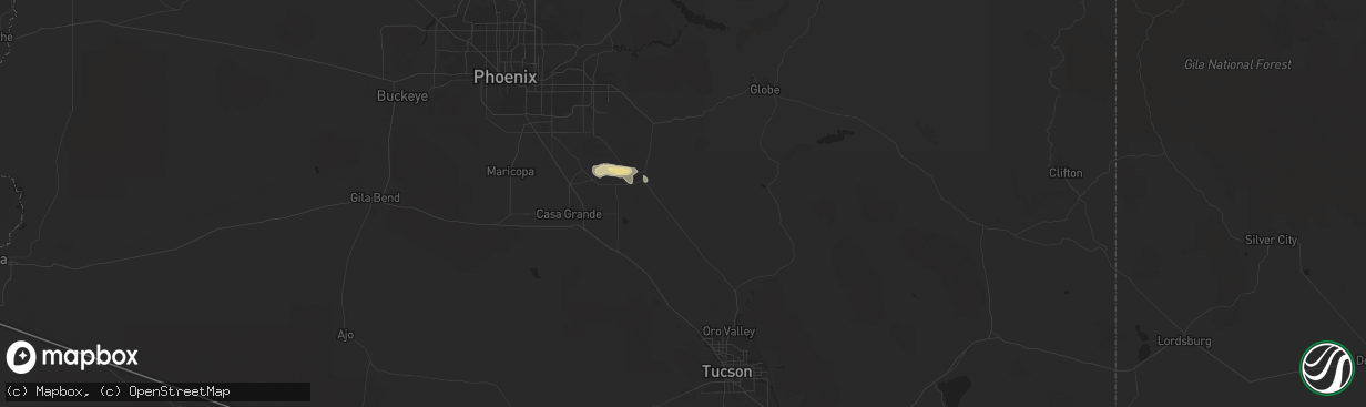 Hail map in Florence, AZ on July 16, 2017