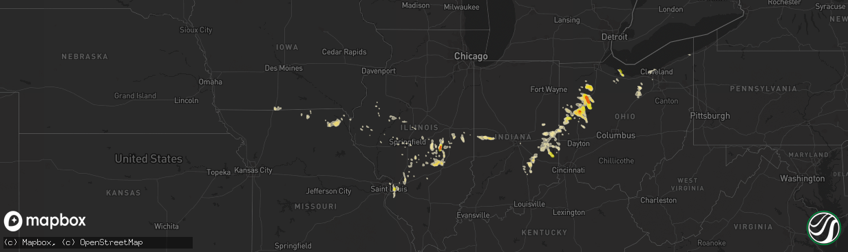 Hail map in Illinois on July 16, 2017