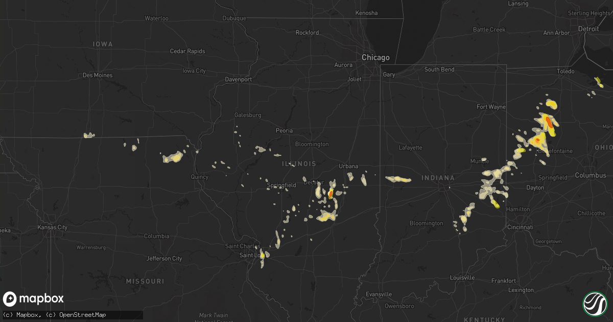Hail map in Illinois on July 16, 2017