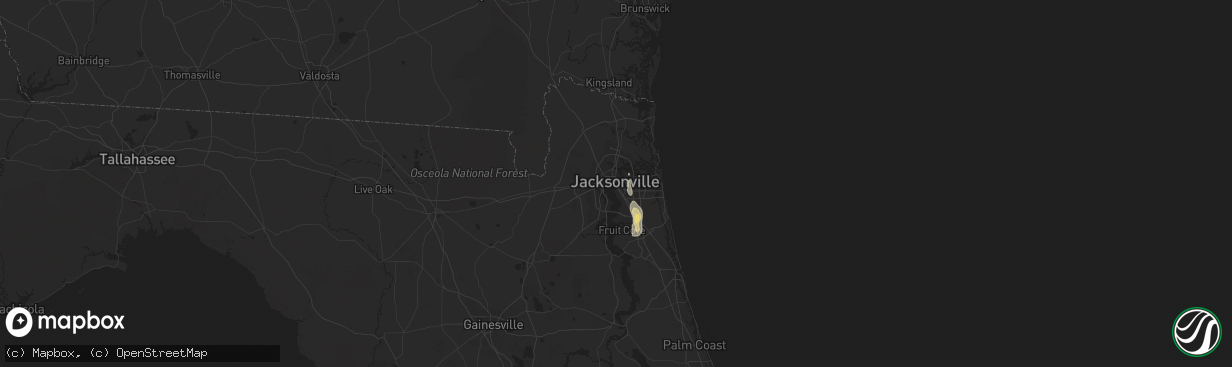 Hail map in Jacksonville, FL on July 16, 2017