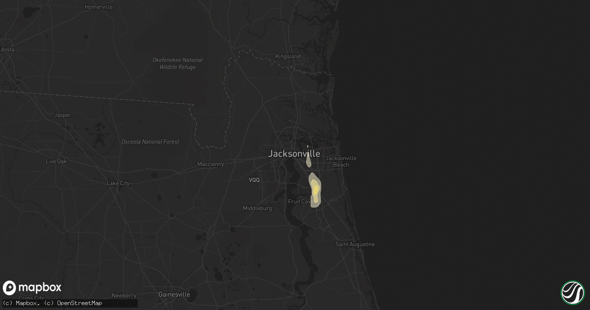 Hail map in Jacksonville, FL on July 16, 2017