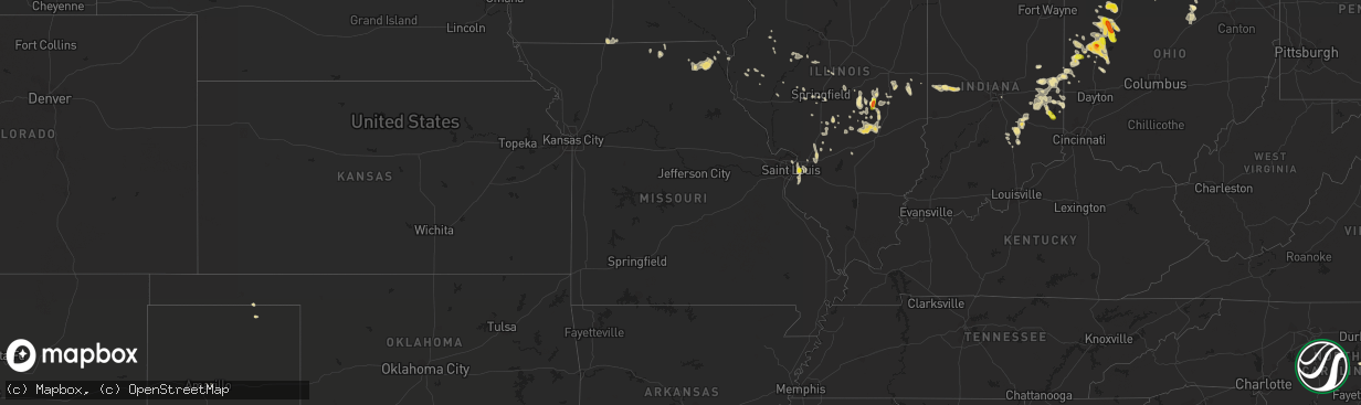 Hail map in Missouri on July 16, 2017