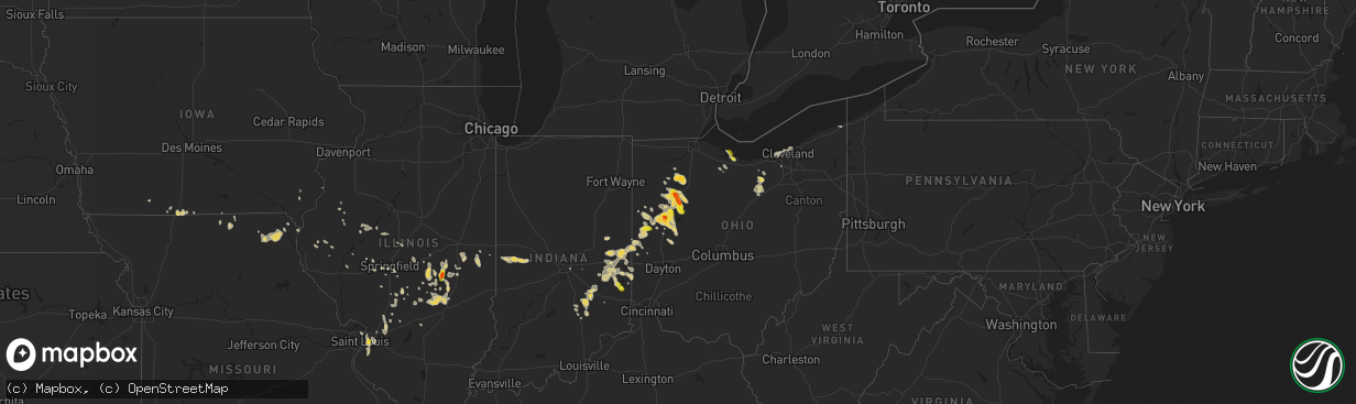 Hail map on July 16, 2017