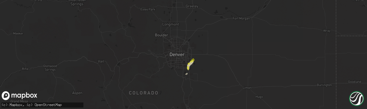 Hail map in Aurora, CO on July 16, 2018