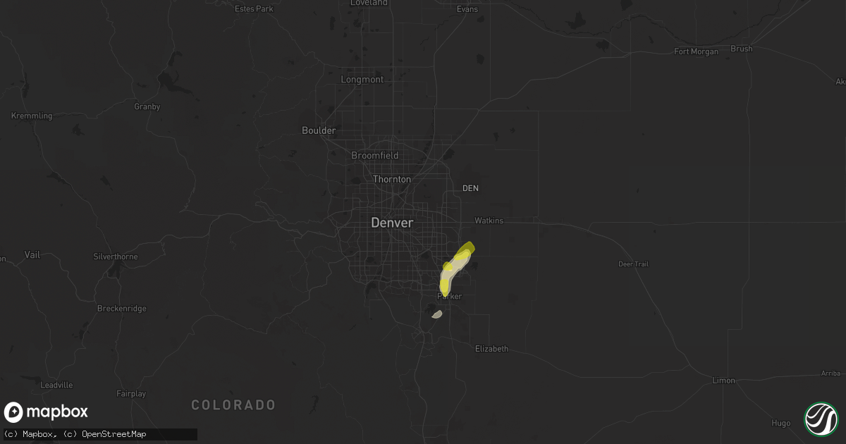 Hail map in Aurora, CO on July 16, 2018