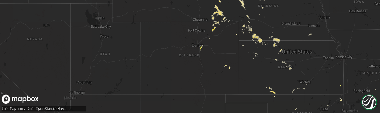 Hail map in Colorado on July 16, 2018