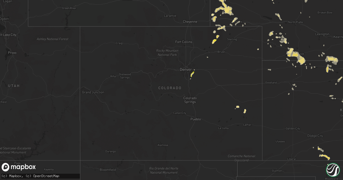 Hail map in Colorado on July 16, 2018